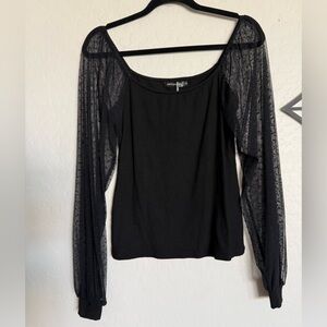 JOLLYCODE Women’s Black Blouse with Sheer Sleeves - New With Tags - Small